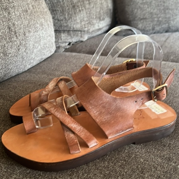 Zora by St Thomas Hand Made Brown Leather Sandals Size 8 - Picture 3 of 16